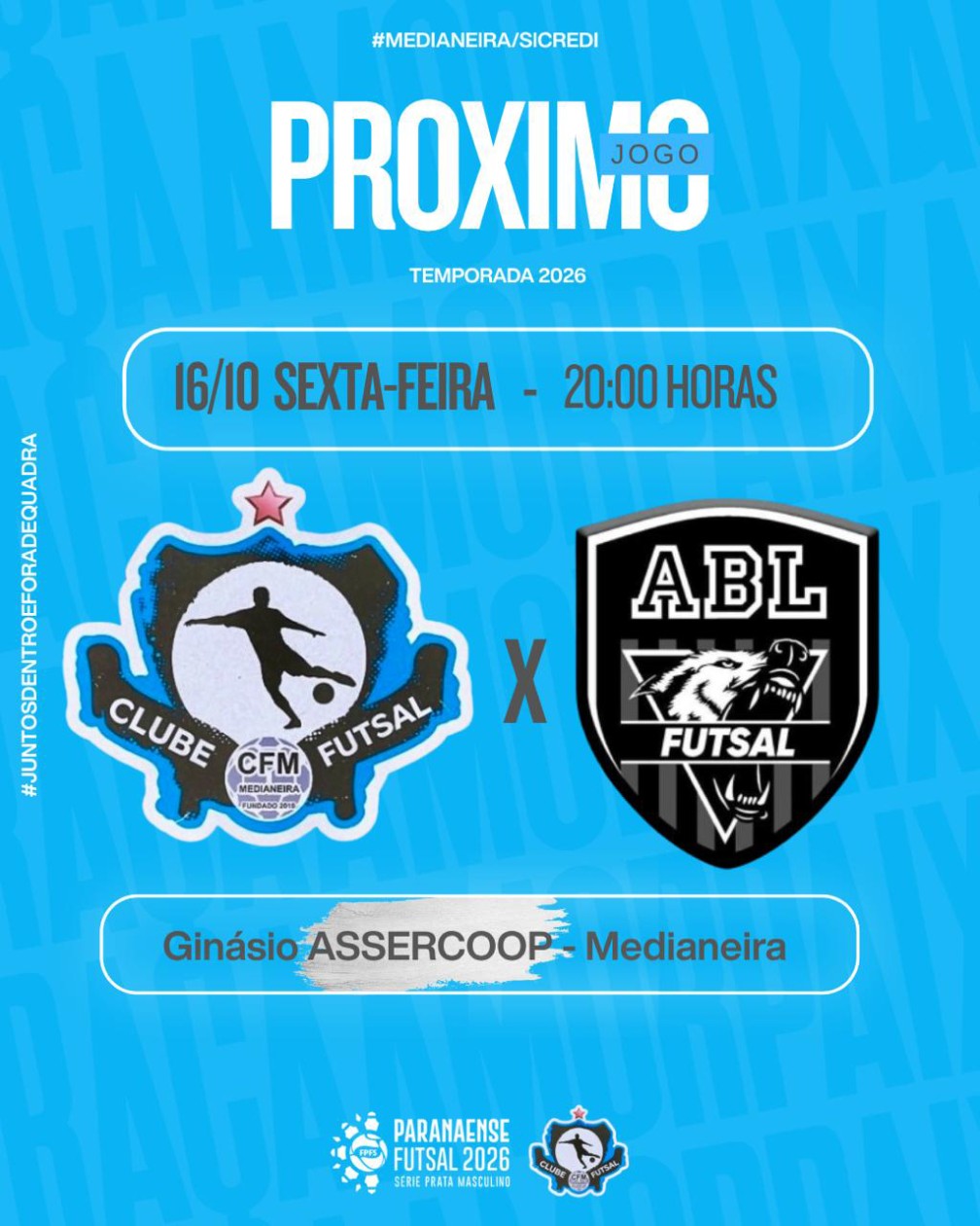 O Medianeira Futsal Sicredi joga amanhã (16), às 20h, contra o ABL Futsal, no Ginásio da Assercoop, em Medianeira